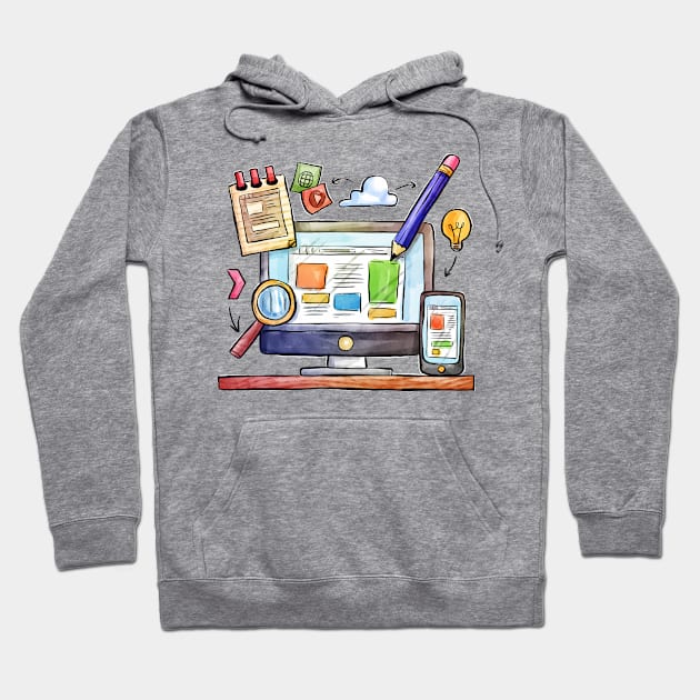 Web Design Illustration Hoodie by Mako Design 